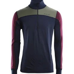 Aclima Uldoverdele<Mens LightWool Reinforced Mockneck Blå (NAVY BLAZER/GREEN/ZINFANDEL)