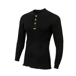 Aclima Uldoverdele<Mens WarmWool Grandad Shirt Sort (JET BLACK)