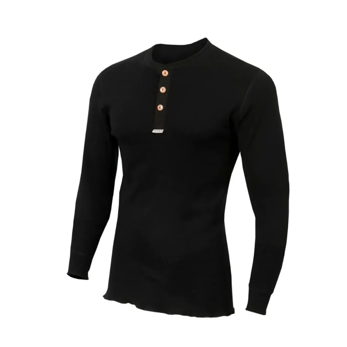 Aclima Uldoverdele<Mens WarmWool Grandad Shirt Sort (JET BLACK)