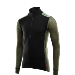 Aclima Uldoverdele<Mens WoolNet Hybridock Neck W/zip Sort (JET BLACK/OLIVE NIGHT/DILL)