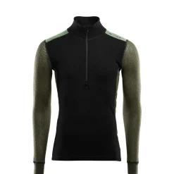 Aclima Uldoverdele<Mens WoolNet Hybridock Neck W/zip Sort (JET BLACK/OLIVE NIGHT/DILL)