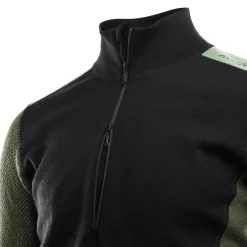 Aclima Uldoverdele<Mens WoolNet Hybridock Neck W/zip Sort (JET BLACK/OLIVE NIGHT/DILL)