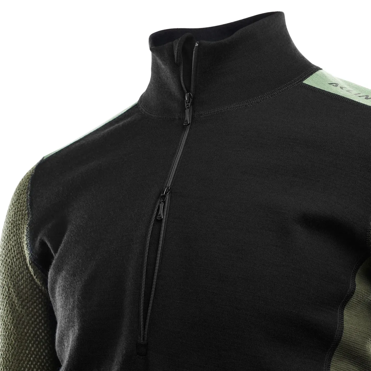 Aclima Uldoverdele<Mens WoolNet Hybridock Neck W/zip Sort (JET BLACK/OLIVE NIGHT/DILL)