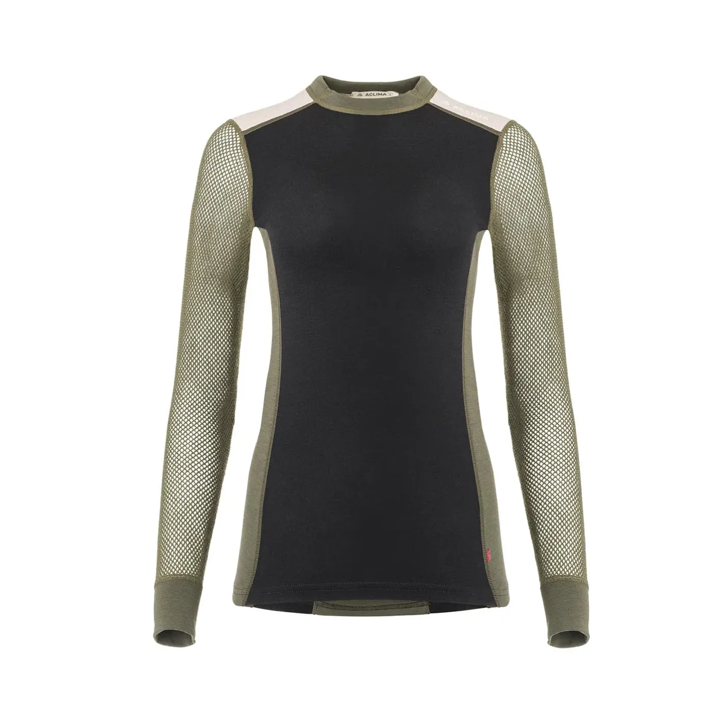 Aclima Uldoverdele<Womens Woolnet Hiking Crewneck Sort (JETBLACK/OLIVENIGHT/BEIGEMEL)