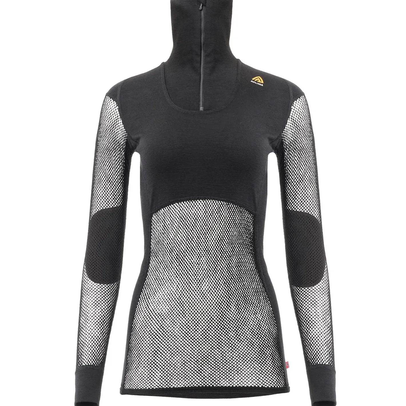 Aclima T-Shirts<Womens Woolnet Polo W/zip Sort (JET BLACK)