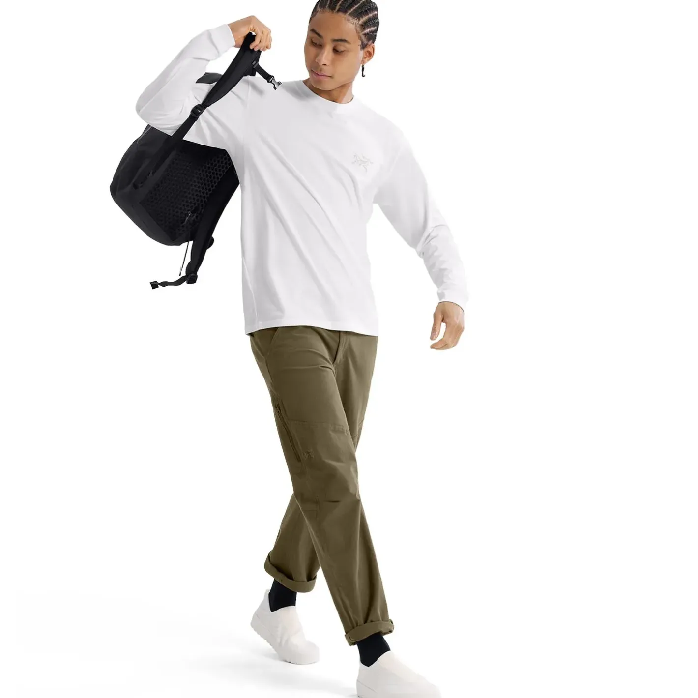 Arcteryx T-Shirts<Mens Kragg SL Cotton L/S Hvid (WHITE LIGHT)