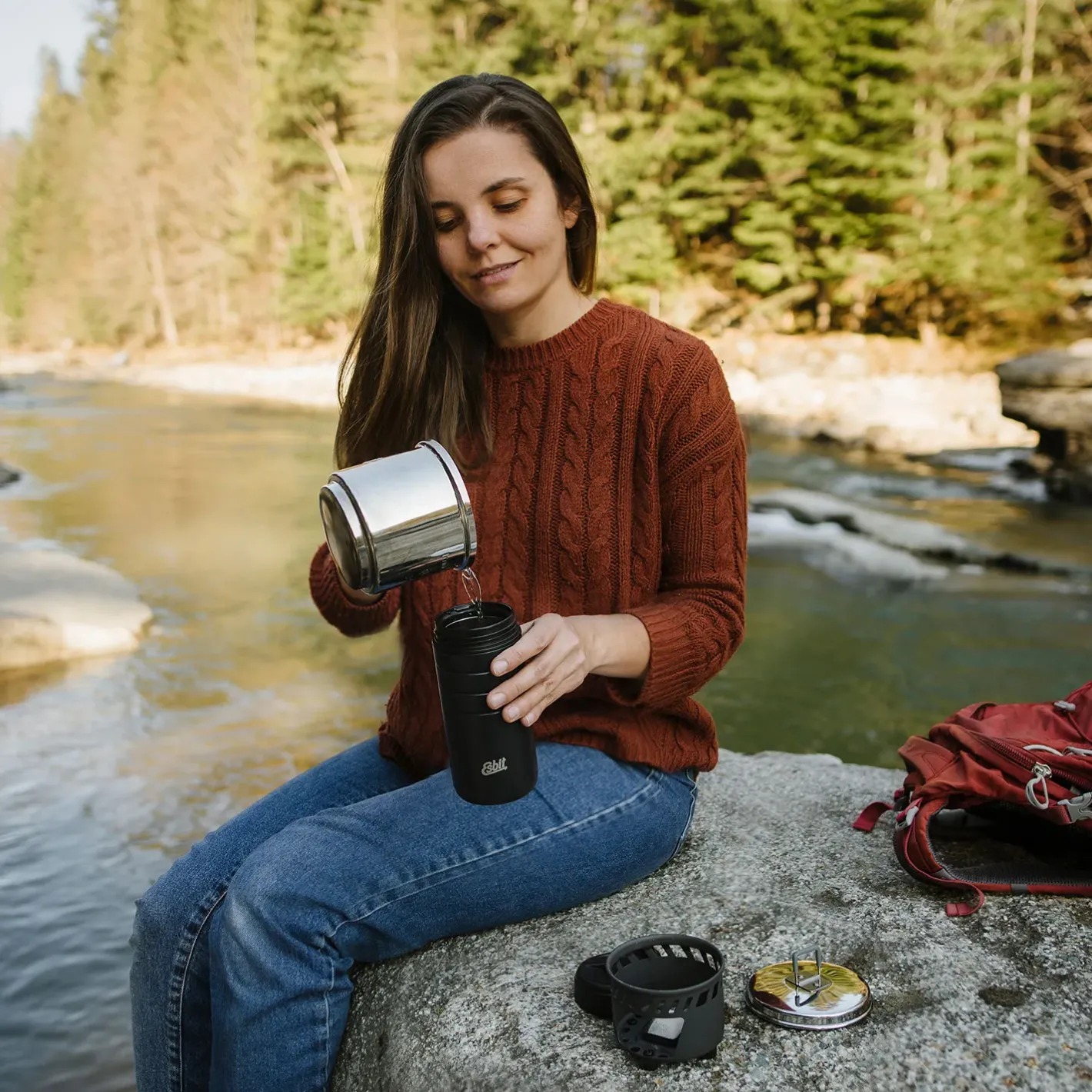 Esbit Trangia-Sæt Og Brændere<Cookset For Solid Fuel, 585 Ml Grå (STAINLESS STEEL)