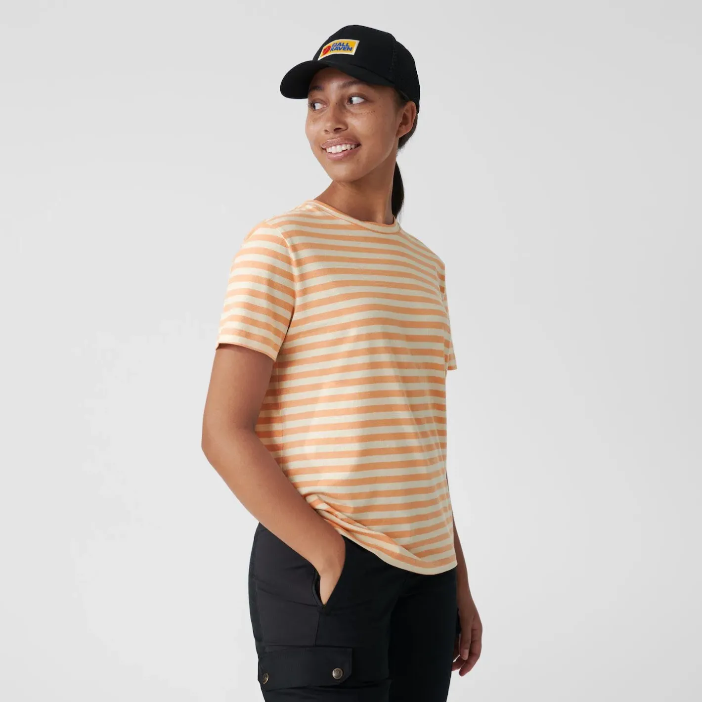 Et Grønnere Valg T-Shirts<Fjällräven Womens Striped T-shirt Lyserød (LANDSORT PINK-CHLK WHT/987-113)