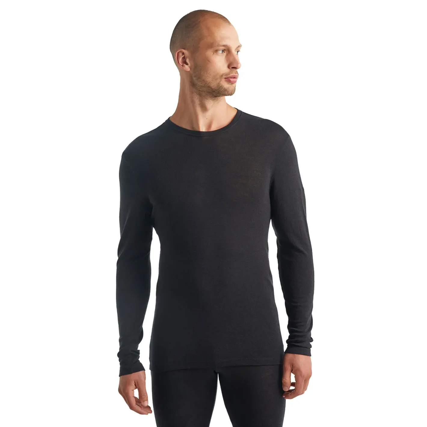 Icebreaker Uldoverdele<Mens 175 Everyday L/S Crewe Sort (BLACK)