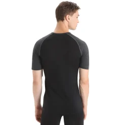 Et Grønnere Valg Uldoverdele<Icebreaker Mens 125 ZoneKnit S/S Crewe Sort (JET HTHR/BLK/METRO H/CB)