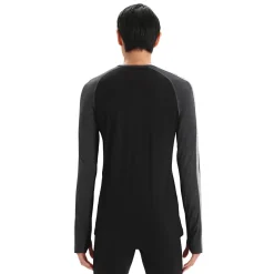 Et Grønnere Valg Uldoverdele<Icebreaker Mens 125 ZoneKnit L/S Crewe Sort (JET HTHR/BLK/METRO H/CB)