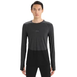 Et Grønnere Valg Uldoverdele<Icebreaker Mens 125 ZoneKnit L/S Crewe Sort (JET HTHR/BLK/METRO H/CB)