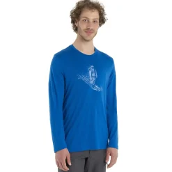 Icebreaker Uldoverdele<Mens Tech Lite II L/S Tee Skiing Yeti Blå (LAZURITE)