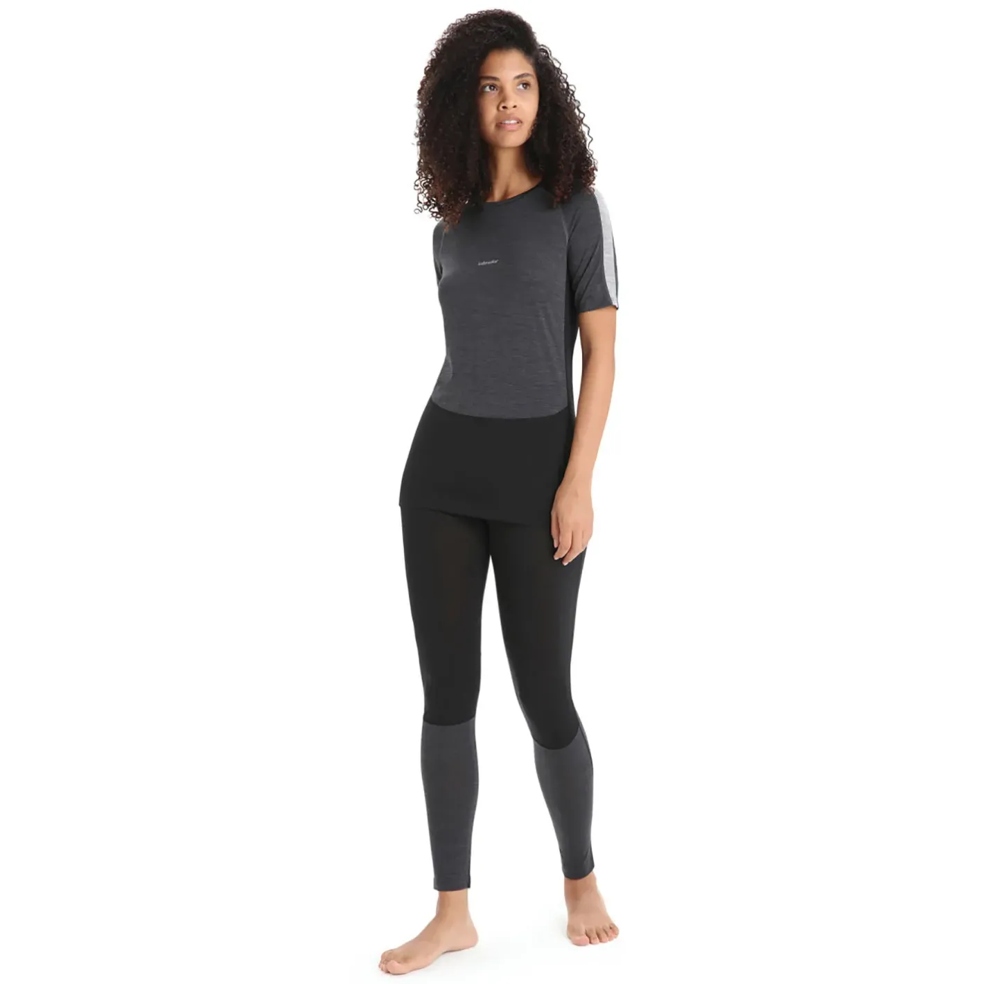 Et Grønnere Valg Uldoverdele<Icebreaker Womens 125 ZoneKnit S/S Crewe Sort (JET HTHR/BLK/METRO H/CB)