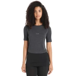 Et Grønnere Valg Uldoverdele<Icebreaker Womens 125 ZoneKnit S/S Crewe Sort (JET HTHR/BLK/METRO H/CB)