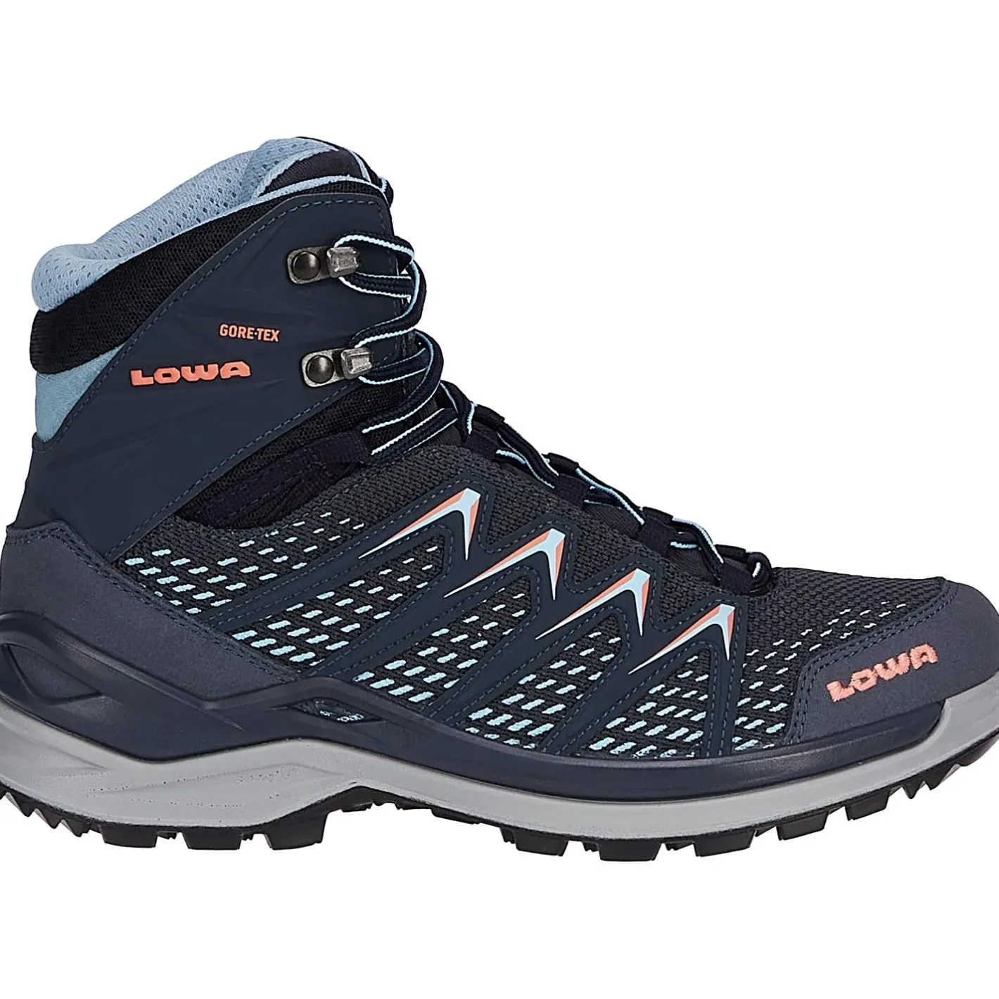 Lowa Vandrestøvler|Vandrestøvler<Womens Innox Pro GTX Mid Blå (STEEL BLUE/SALMON)