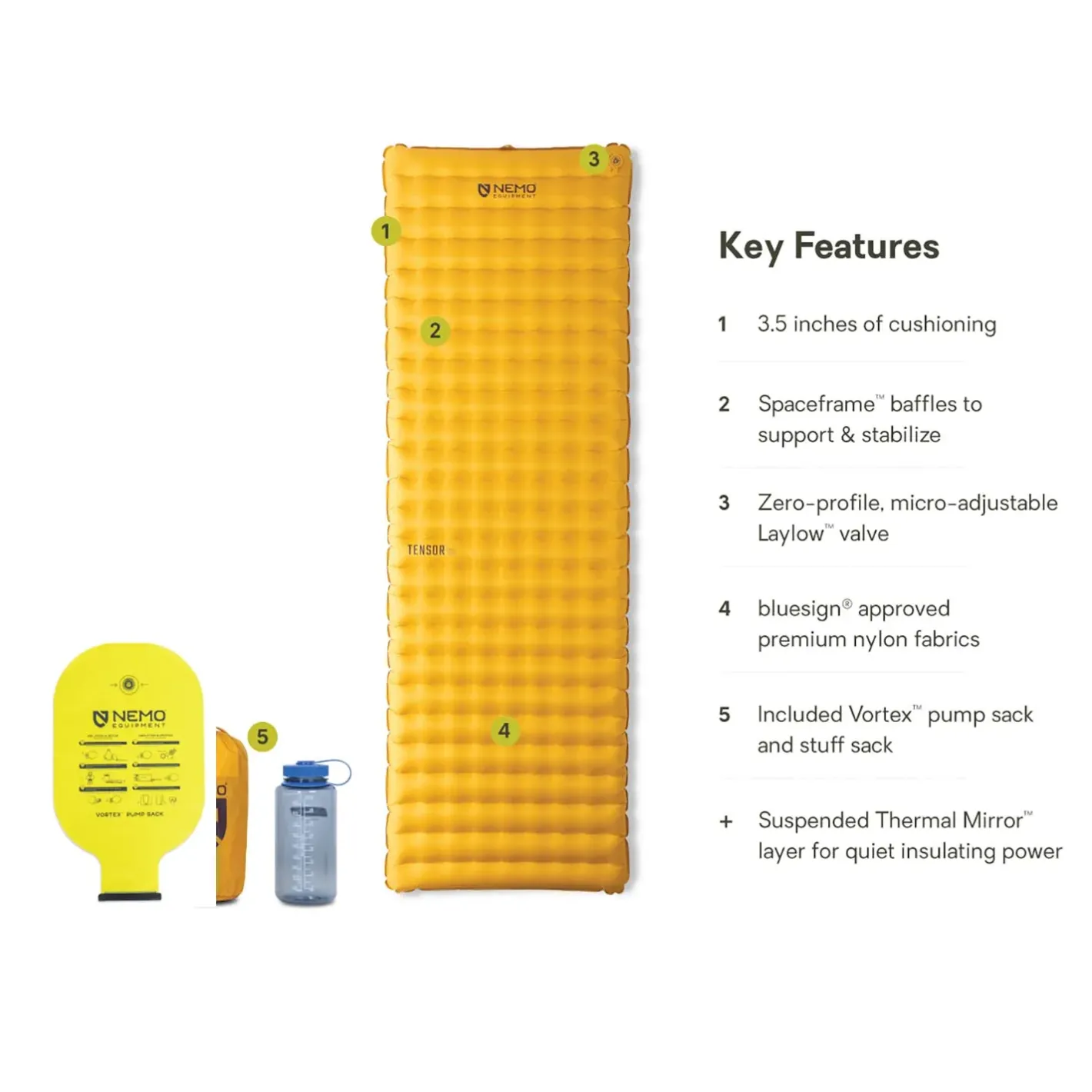 Nemo Oppustelige Liggeunderlag<Tensor Trail Long Wide Gul (MANGO/HUCKLEBERRY)
