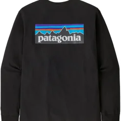 Et Grønnere Valg T-Shirts<Patagonia Mens L/S P-6 Logo Responsibili-Tee Sort (BLACK)