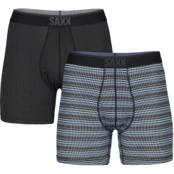 SAXX Uldunderdele<Mens Quest Qdm Boxer Brief Fly 2pk Grå (SUNRISE STRIPE/BLACK II)