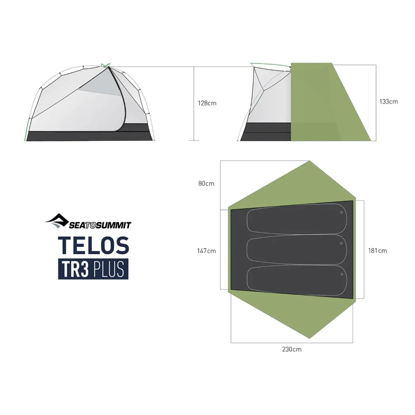 Sea to Summit 3 Personers Telte<Telos TR3 Plus Grøn (GREEN)
