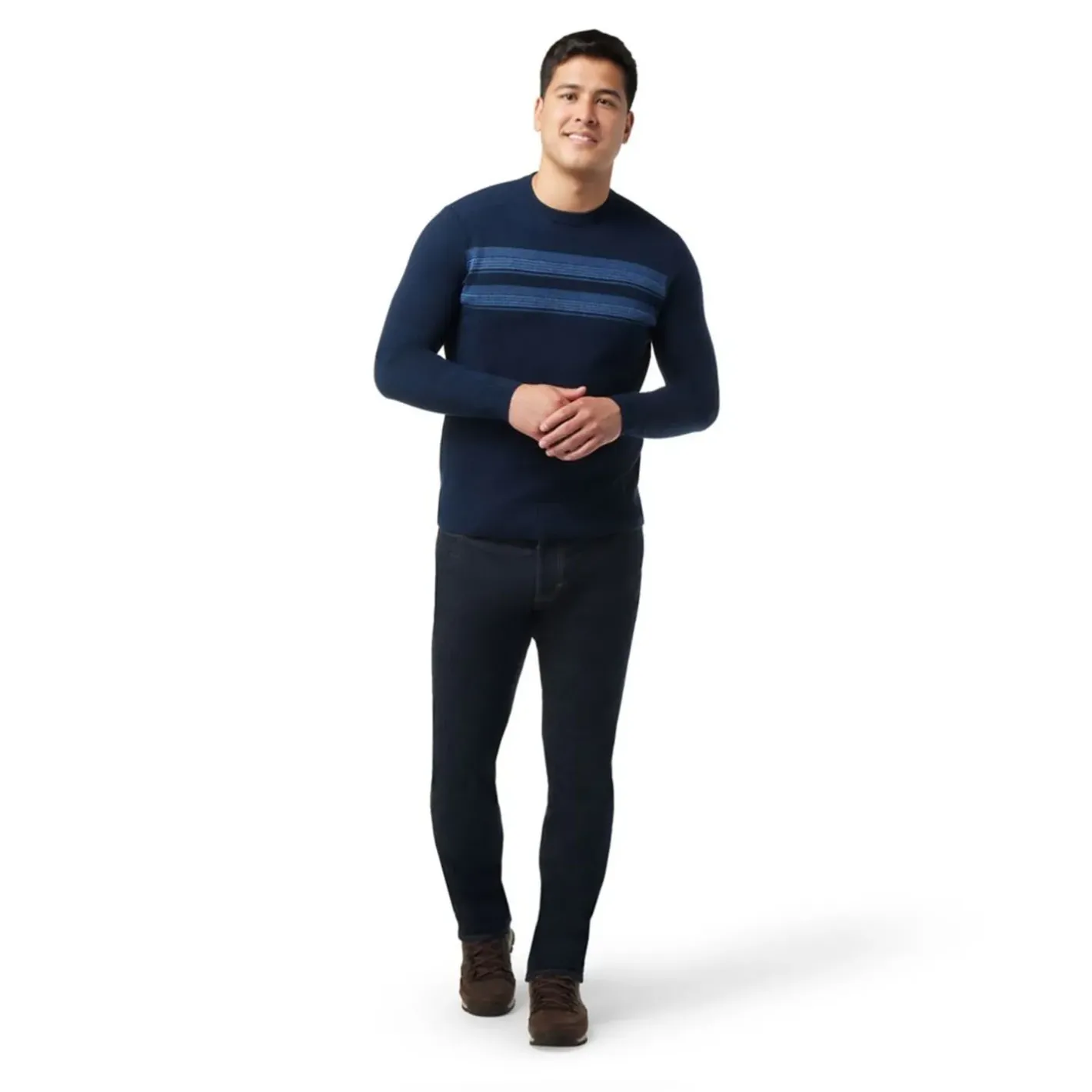 Smartwool Sweaters Og Pullovers<Mens Sparwood Stripe Crew Sweater Blå (DEEP NAVY HTHR LAGUNA BLUE H)