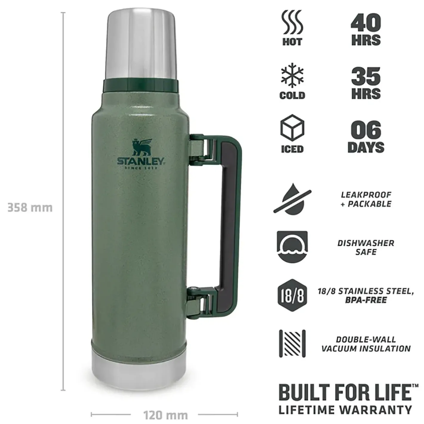 Stanley Termoflasker Og Termokopper<Legendary Classic Bottle 1,4 L Grøn (HAMMERTONE GREEN)