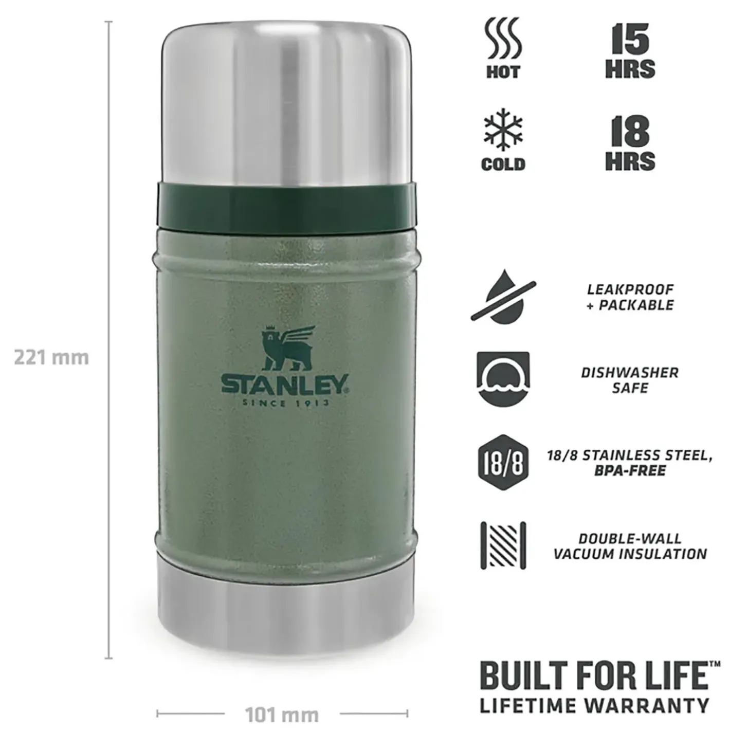Stanley Termoflasker Og Termokopper<Legendary Classic Food Jar 0,7L Grøn (HAMMERTONE GREEN)