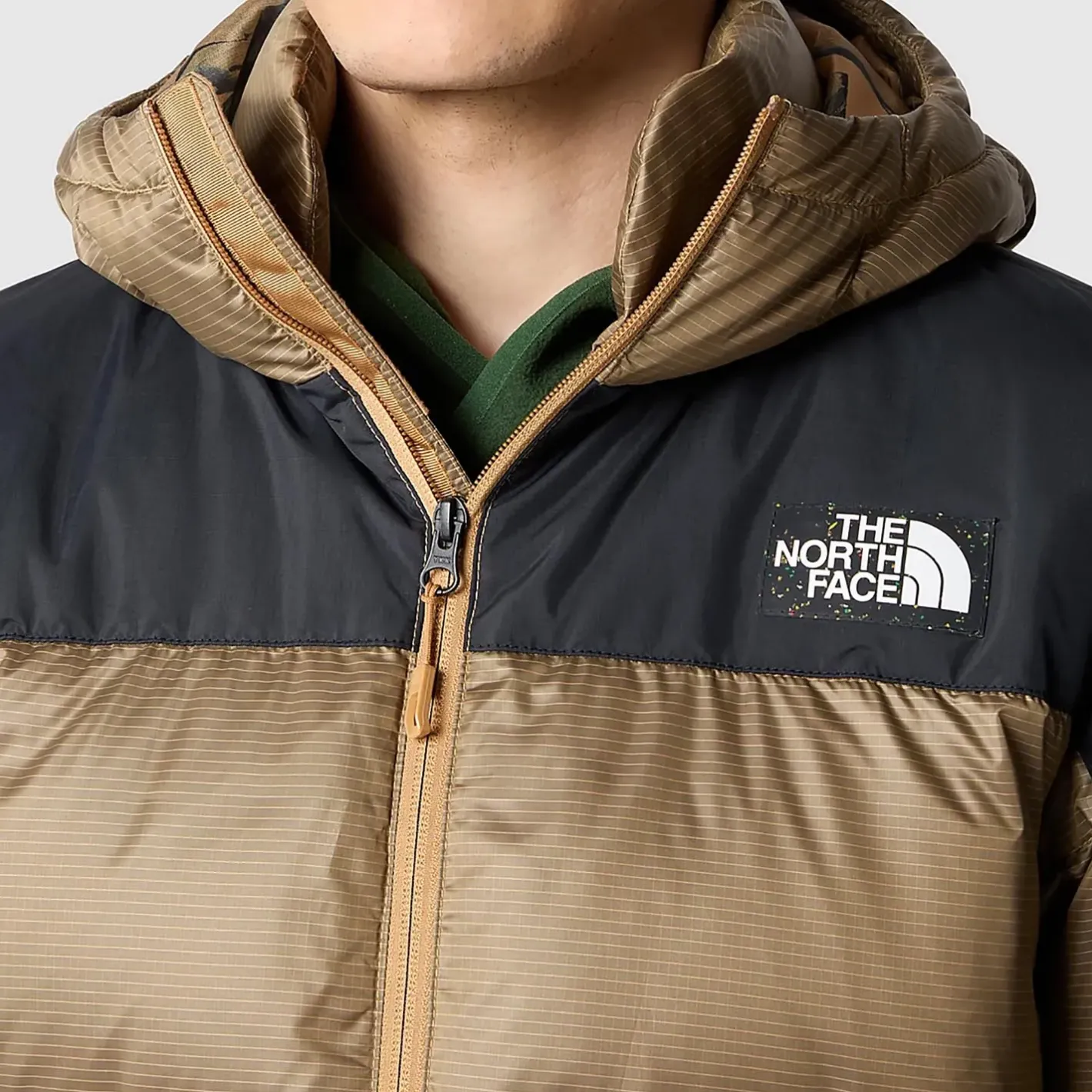 The North Face Varme Jakker<Mens Diablo Recycled Down Hoodie Beige (ALMOND BUTTER/TNF BLACK)