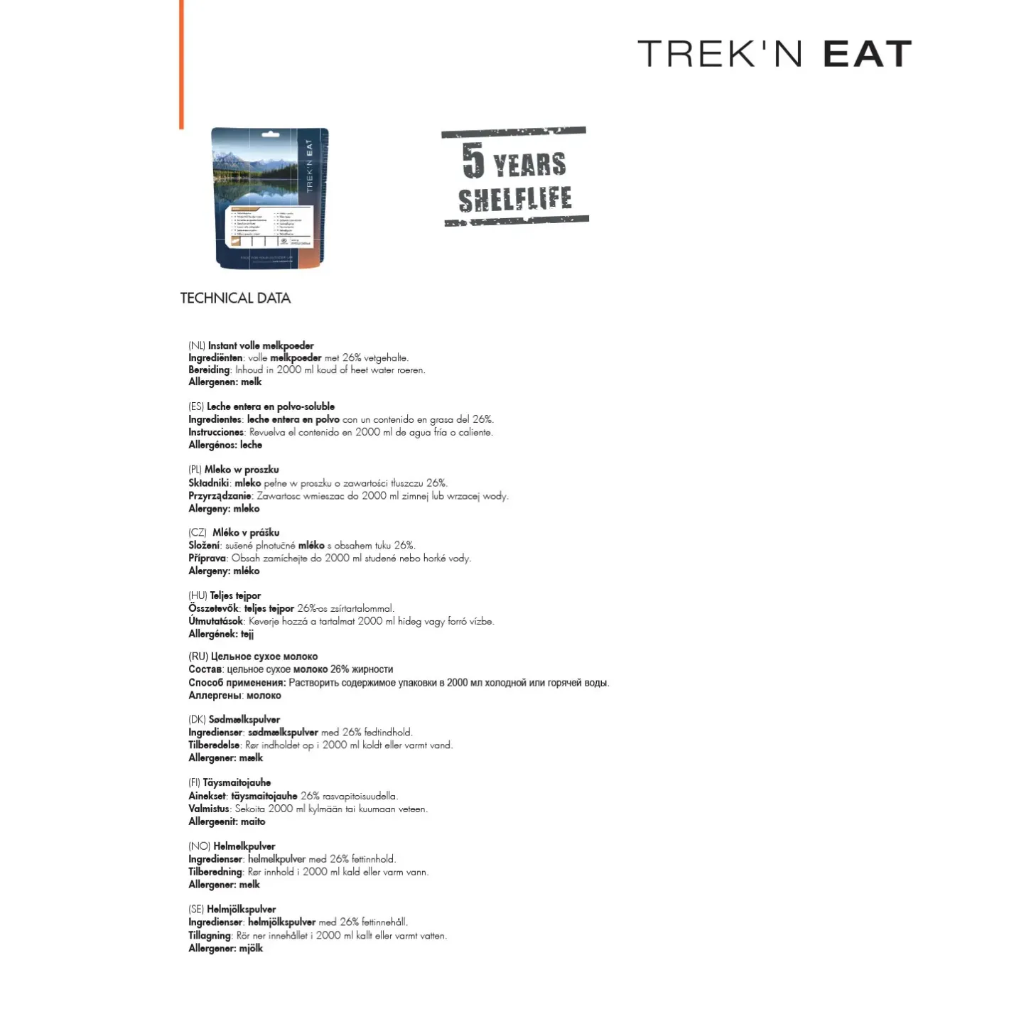 Trek N Eat Mad<Whole Milk Powder 250 g
