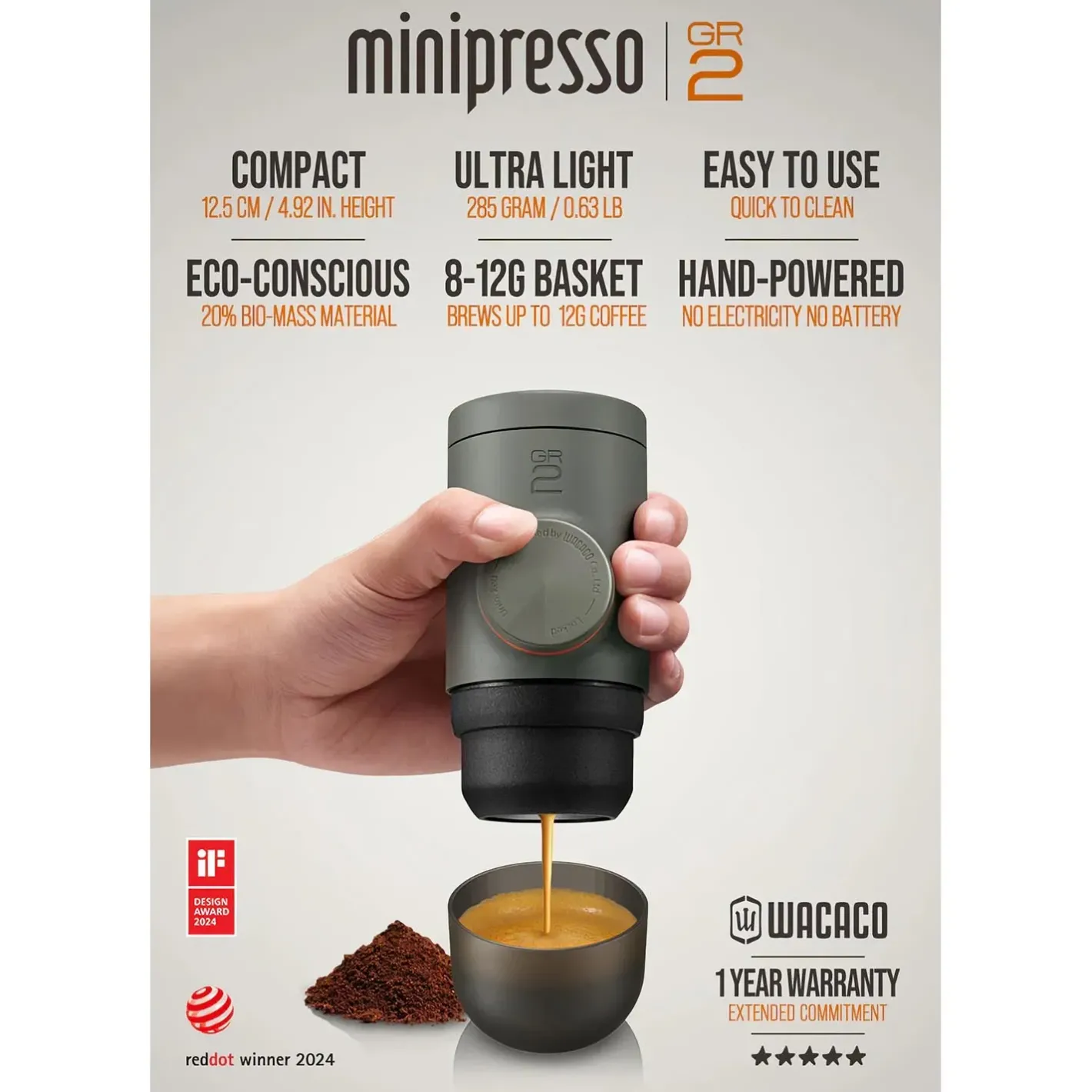 Wacaco Tilbehør Til Kogegrej<Minipresso GR2 Espresso Coffee Maker